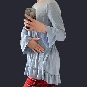 Blue Flowy Blouse With Ruffles size 2-4